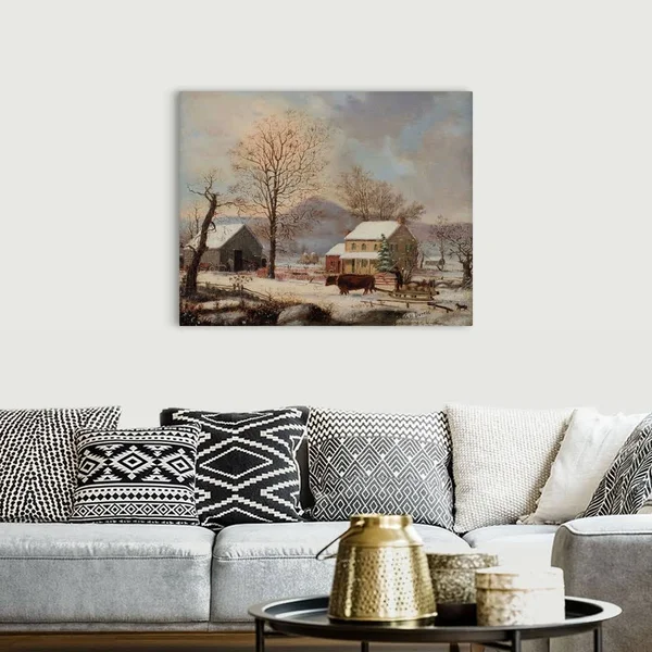 Winter Scene, 1830-60, Canvas Wall Art, 45x36, Great Big Canvas