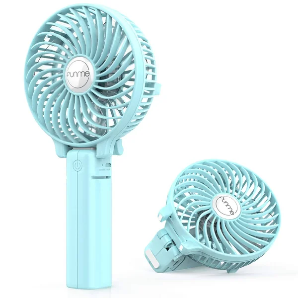 Funme Mini Handheld Fan, 3 Speed Adjustable Personal Portable Fan 2600mAh Rechargeable Battery Operated USB Table Fan Cooling Fo