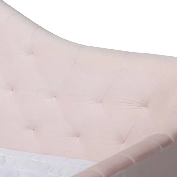 Baxton Studio Perry Velvet Upholstered and Tufted Daybed Light Pink - Size: Queen