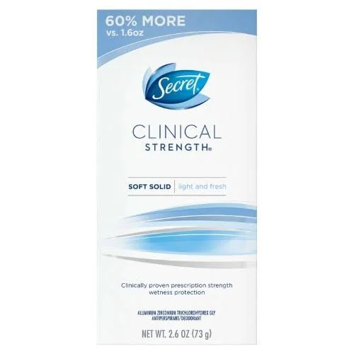 Secret Clinical Strength antiperspirant and Deodorant Soft Solid - Light & Fresh, 2.6 oz.