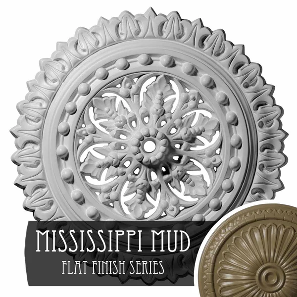 18 1/2 inchod x 7/8 inchid x 1 1/2 inchp Sellek Ceiling Medallion (Fits Canopies Up to 1 1/8 inch) - Hand-Painted Mississippi Mud