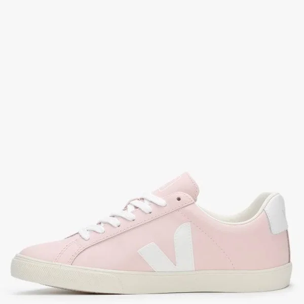 Veja Espar Logo Leather Petale White Trainers Size: 38, Colour: Pink L