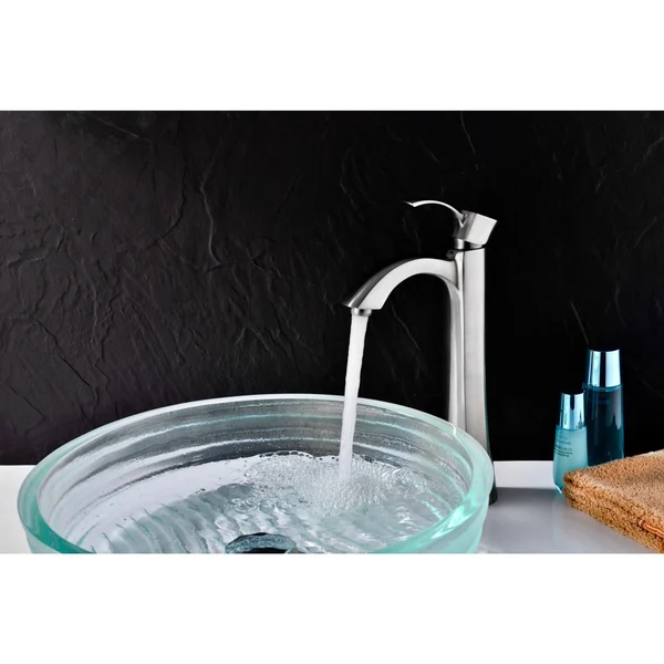 Anzzi L-AZ095BN Harmony Series Single Hole Single-Handle Vessel Bathroom Faucet Brushed Nickel