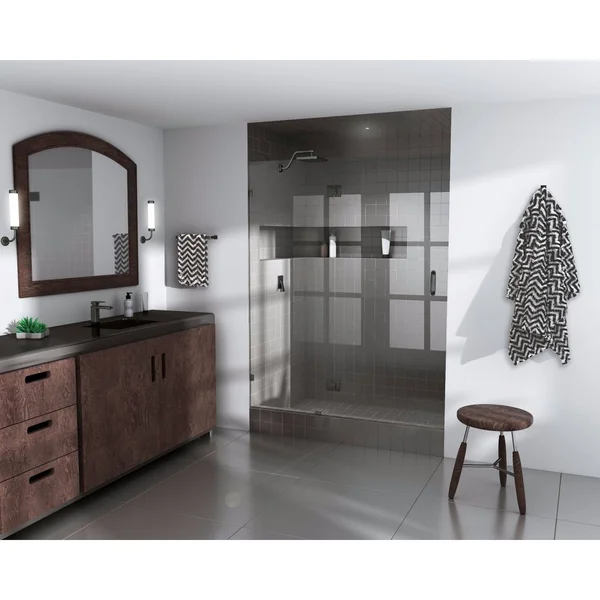Glass Warehouse 78 x 33.25x22 Frameless Shower Door - Glass Hinge - Bronze