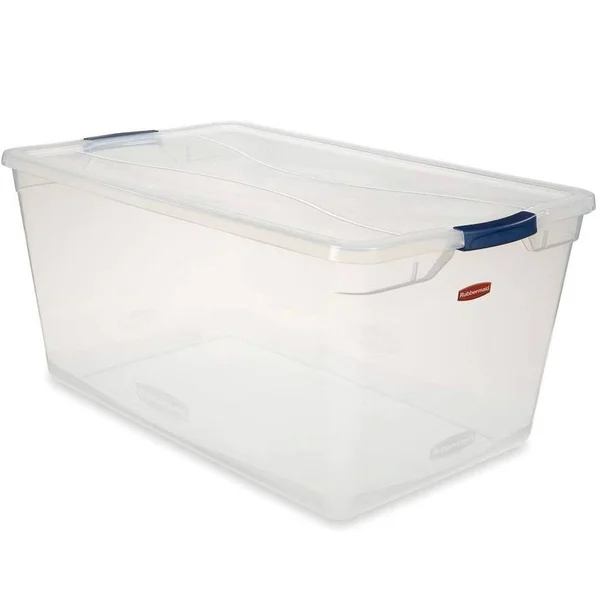 Rubbermaid Cleverstore 95 Quartt Latching Plastic Storage Container & Lid - Clear