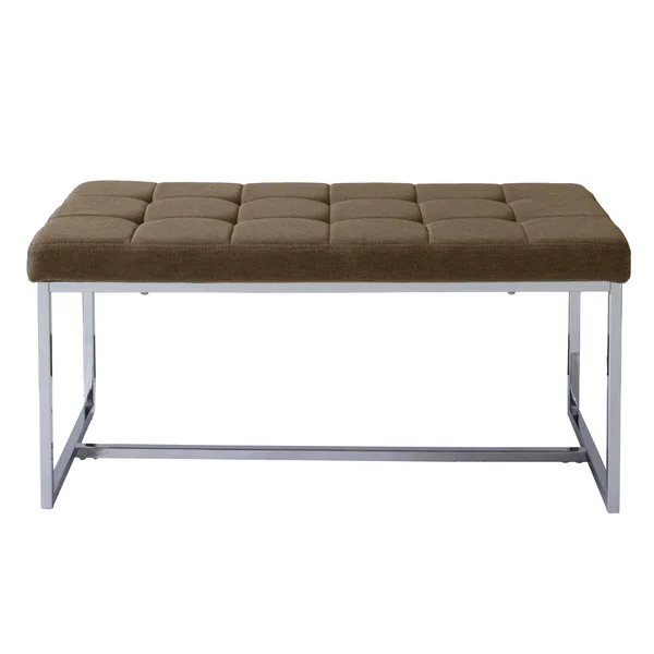CorLiving Modern Fabric Wide Bench with Chrome Base - Brown