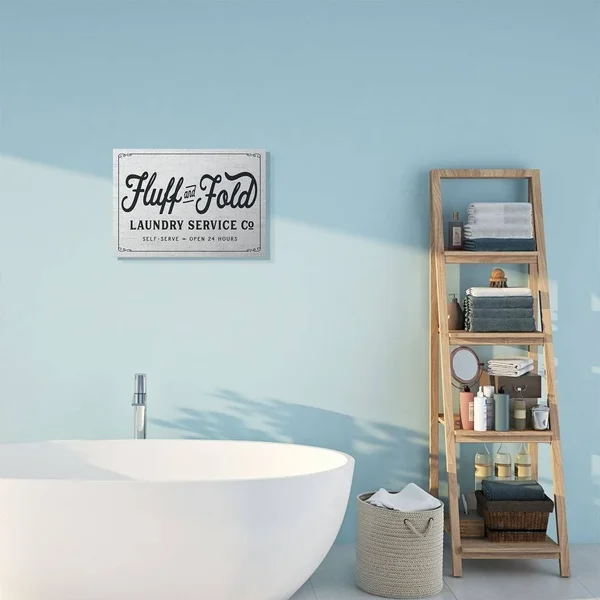 Stupell Industries Fluff and Fold Laundry Room Vintage Country Sign Canvas Wall Art Design by Lettered and Lined - 24 inch x 30 i