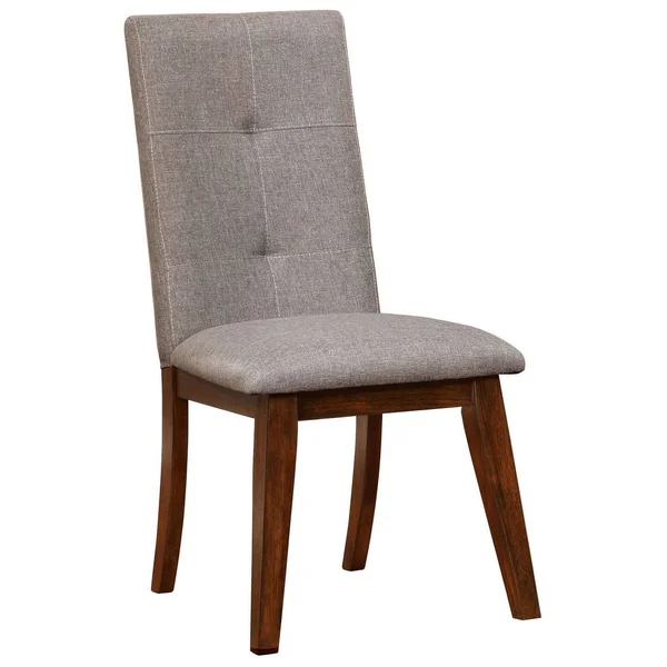 Benjara Parson Style Tufted Back Fabric Side Chair, Set of 2, Gray