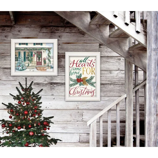 TrendyDecor4U Come Home for Christmas 2-Piece Vignette by Cindy Jacobs and Richard Cowdrey - White Frame