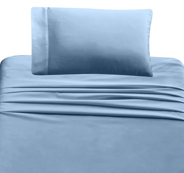 California Design den Silky Soft Sateen Solid Sheet Set Twin XL, Denim Blue, Sheet Set - 100% Sateen Cotton - 500 Thread Count