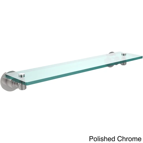 Allied Brass Washing Square Collection Glass Vanity Shelf with Beveled Edges - Polished Chrome - 22 inch