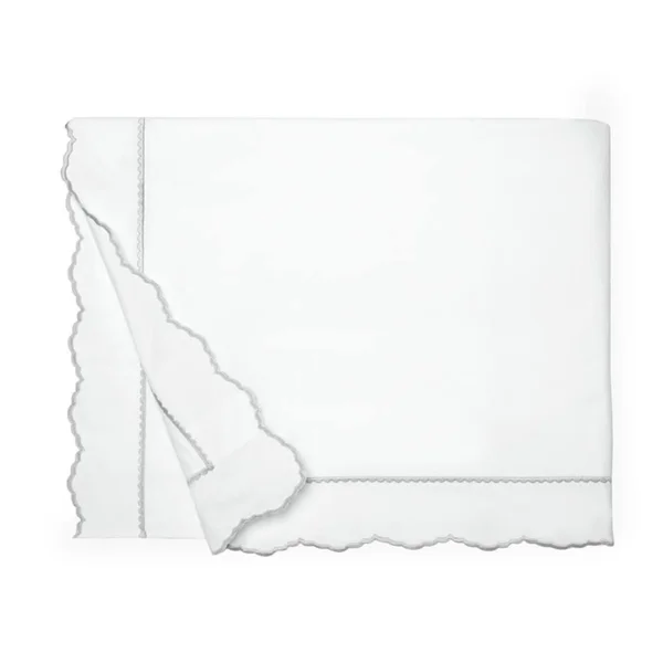 Sferra Pettine - Full/Queen Duvet Cover - White/Tin