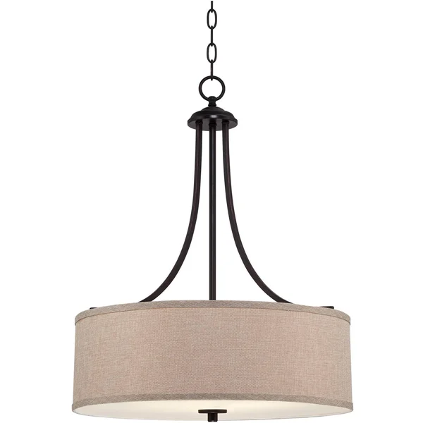 La Pointe 19 1/2x22 Wide Oatmeal Linen Shade Pendant Light