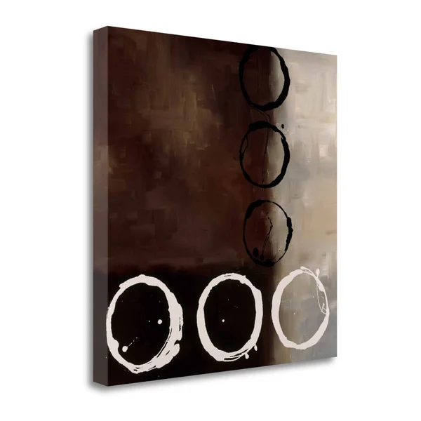 Tangletown Fine Art Beige Circles II by Laurie Maitland - Giclee Print on Wrap Canvas, 30x22x30x22