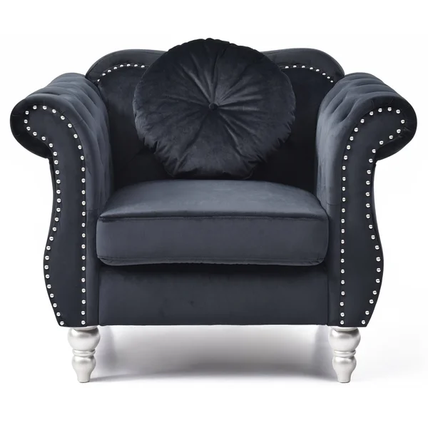 Glory Furniture Hollywood Velvet Chair in Dark Gray