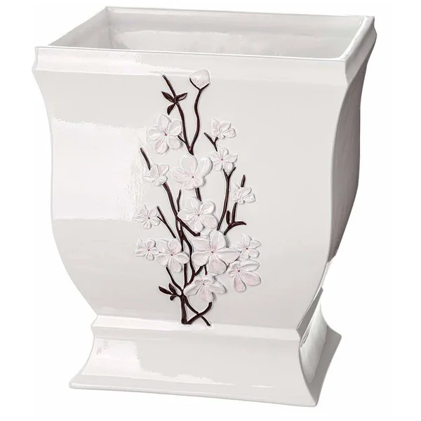 Creative Scents Vanda Bathroom Trash Can, Decorative Wastebasket- Resin Waste Paper Baskets Design- Space Friendly Bath