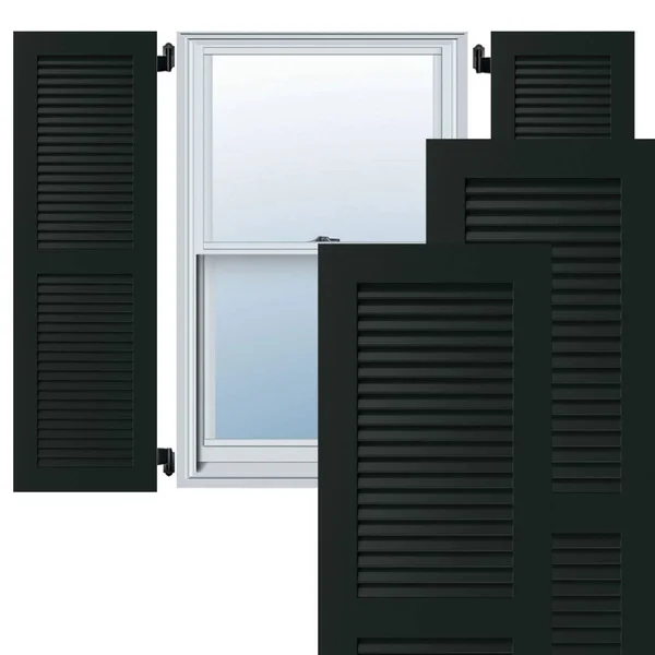 Ekena Millwork CWL18X025DGC 18x22W x 25x22H Exterior Composite Louvered Shutters (Per Pair), Black Forest Green