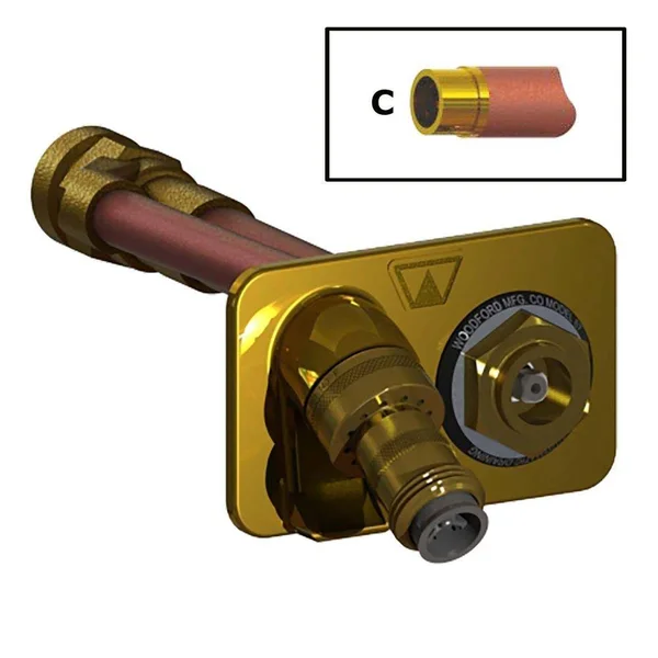 Woodford Freezeless Wall Hydrant 3/4x22 Sweat INLET, 14x22 Polished Brass