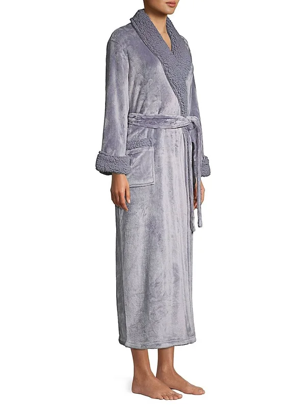Natori Plush Long Robe, Ecru, Women's, Medium