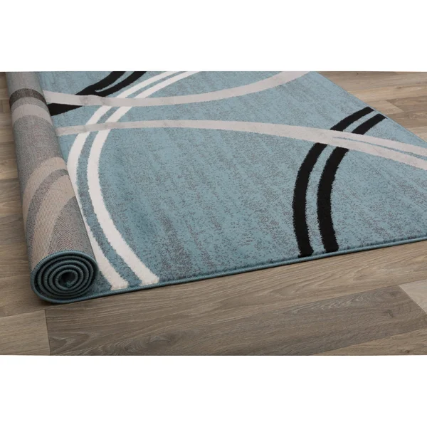 Wrg Modern Abstract Circles Design Gray 6 ft. 6 in. x 9 ft. Area Rug
