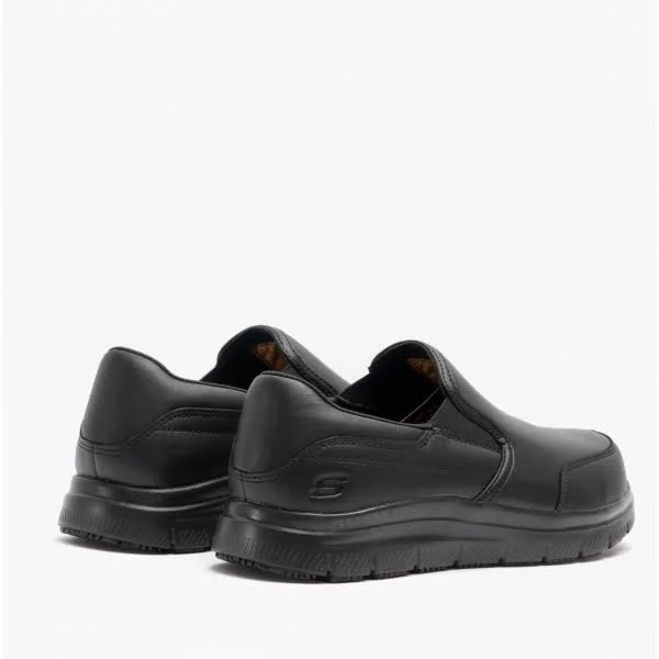 Skechers Bronwood Wide Black Mens Leather Occupational Shoes - 7 UK