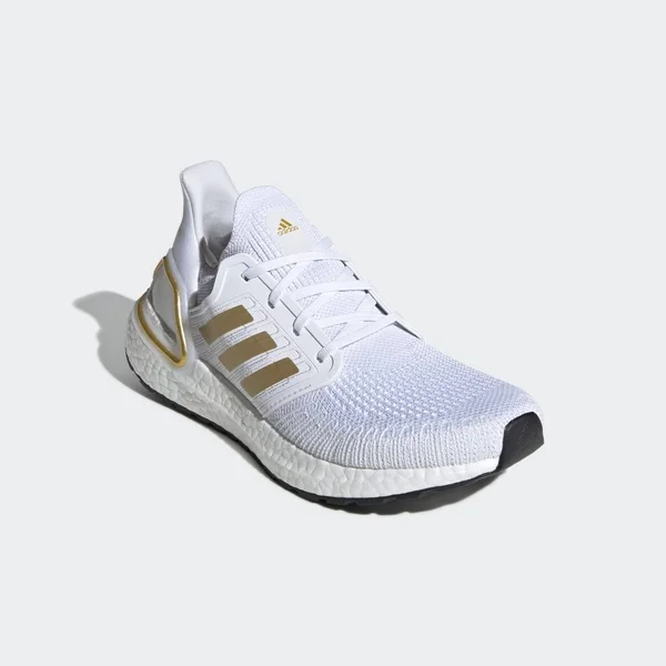 Adidas Women's Ultraboost 20 Shoes - Cloud White/ Gold Metallic - 6