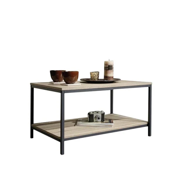 Home Square 4 Piece Living Room Set with Storage TV Stand - Coffee Table, and Set of 2 End Tables in Charter Oak