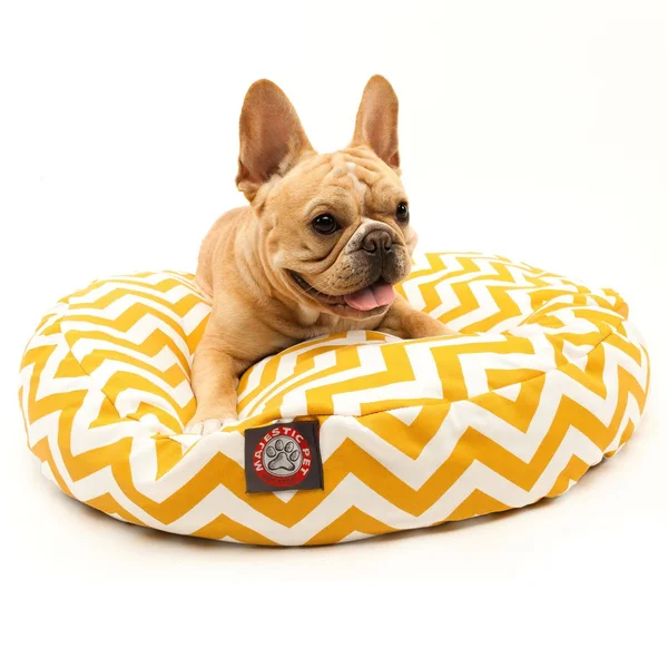 Majestic Pet Chevron Yellow Small Round Pet Bed