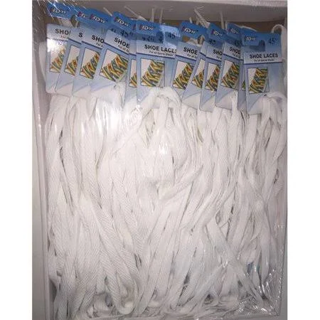 White Shoelaces 45 inch Case of 72 - Men's
