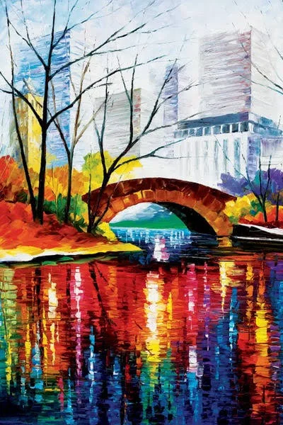 Framed Canvas Art - Central Park - New York by Leonid Afremov ( scenic & landscapes > Urban > City Parks art)