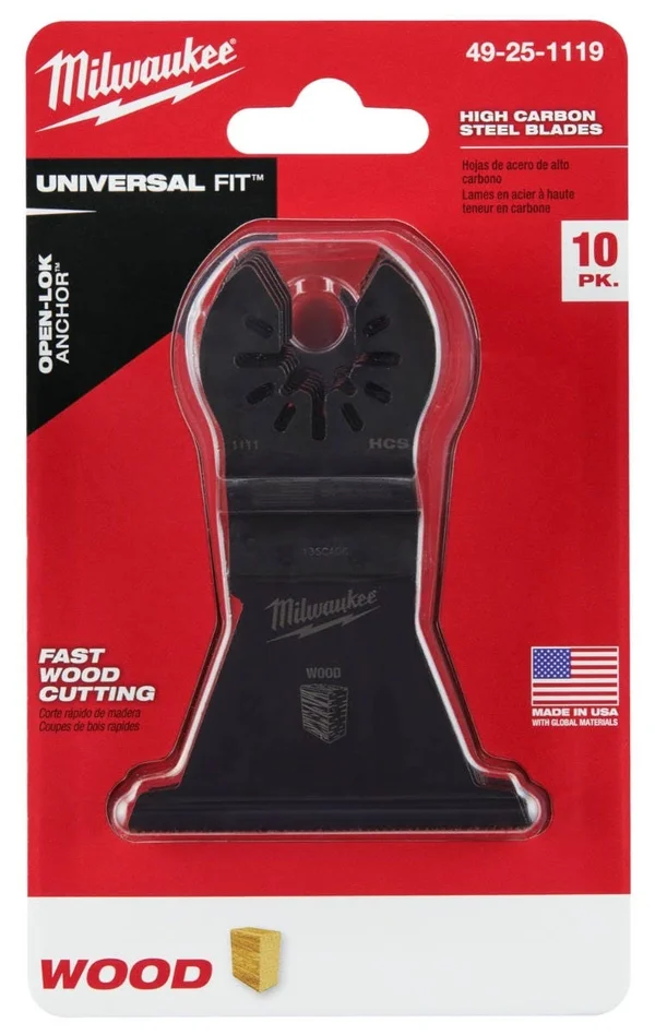 Milwaukee 49-25-1119 OPEN-LOK 2-1/2-Inch HCS Wood Blade - 10-Pack