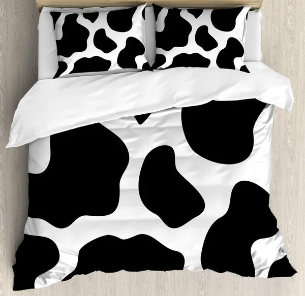 Ambesonne Cow Print Duvet Cover Set - Hide of An Animal Dark Shade Spots Abstract and Plain Style Barnyard Life, Decorative 3 Pie