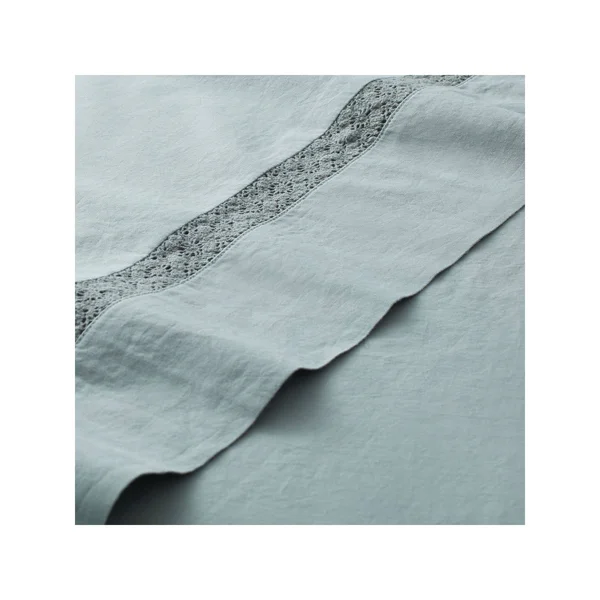 Soft Wash Vintage Crochet Lace Sheet Set - King - Grey/Blue