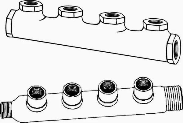 Omega Flex Trac Pipe, Poly Coated Manifold 4 Port, 0.75x22 x 0.5x22