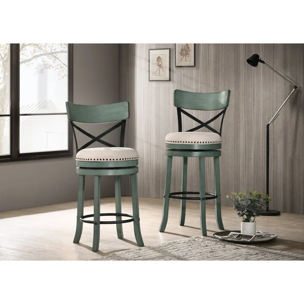 Furniture of America Heidi Modern Farmhouse Swivel Barstools Set of 2 - Live Edge Oak - Counter Height