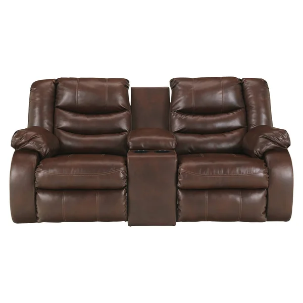 Ashley Linebacker DuraBlend Espresso Reclining Loveseat with Console 9520194
