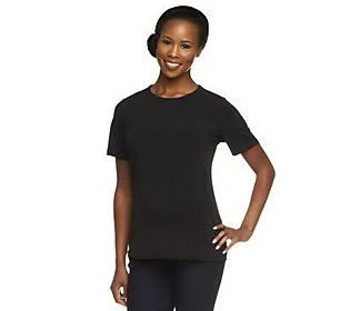 Susan Graver Essentials Liquid Knit Shortsleeve Top - Size Small, Black