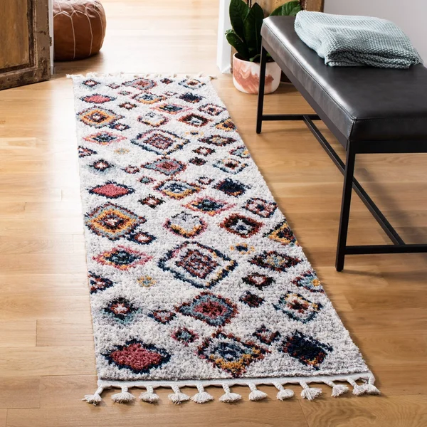 Safavieh Morocco Bohemian & Eclectic Tribal Cream/Multi Polyester Rug - 2&2x22 x 11& Runner