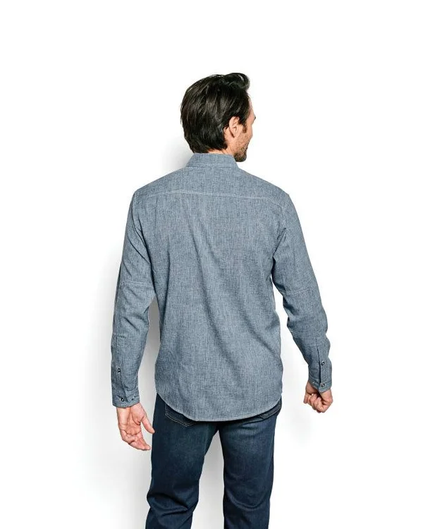 Orvis Men's Tech Chambray Work Shirt, Medium Blue, XL