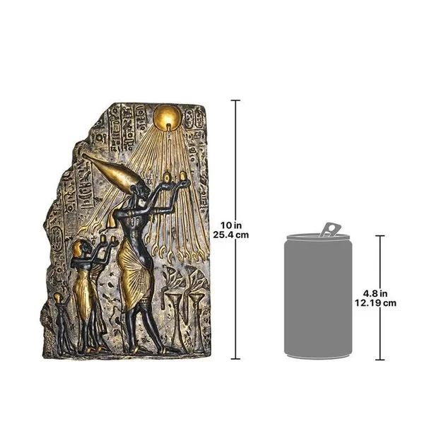 Design Toscano Pharaoh Akhenaten Offering to Aten The Sun Wall Sculpture - Black/Gold