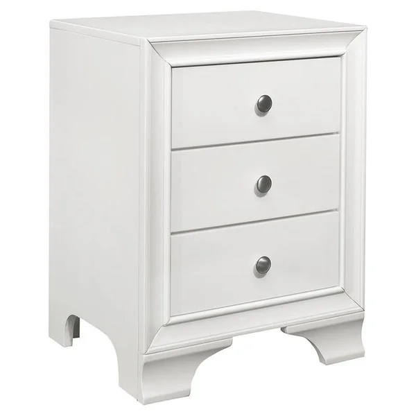 Lexicon Centralia 3-Drawers Transitional Wood Nightstand in White