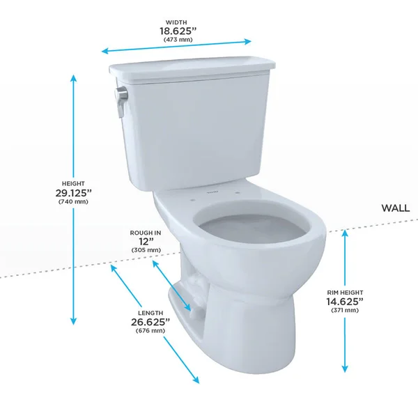 Toto Eco Drake Transitional Two-Piece Round 1.28 GPF Toilet - Bone CST743EN#03