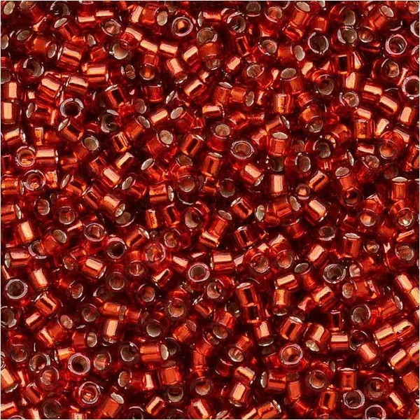 Miyuki Delica Seed Beads, 11/0 size, 100 Gram Bulk Bag, Silver Lined Burnt Orange DB603