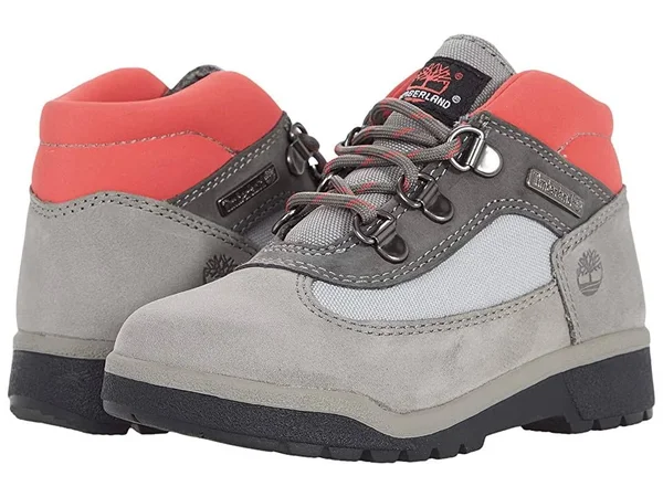 Timberland Field Mid Grey/Red Toddler Boys& Boot Shoes - Size: 4, Leather/Plastic/Steel
