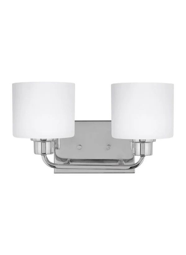 14.25 inch 18.6W 2 LED Bath Vanity Chrome Finish with Etched/White Glass - 73-BEL-4169223 - Bailey Street Home