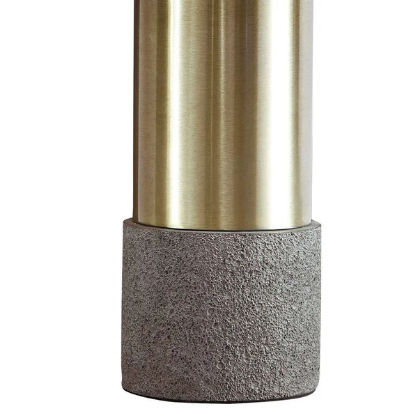 Benjara Bm230945 Faux Concrete and Metal Base Table Lamp, Set of 2, Brass and Gray
