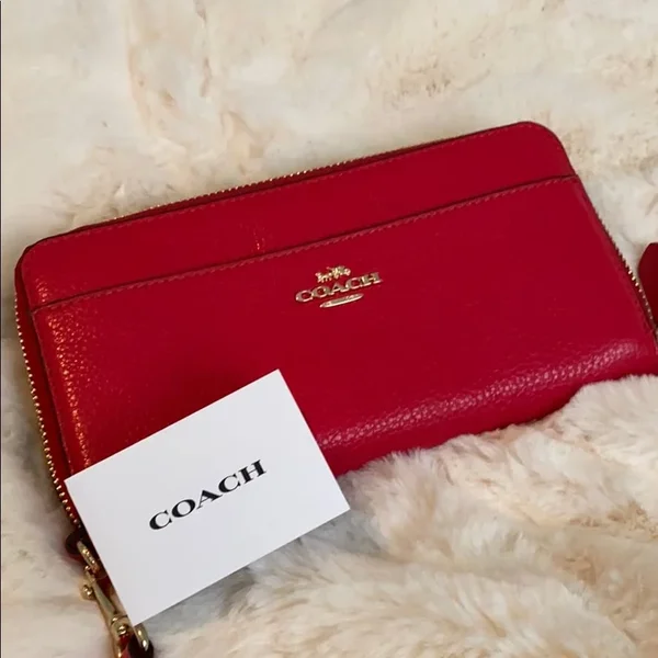Coach Women's Accordion Zip Wallet with Wristlet Strap - Im/Carnation