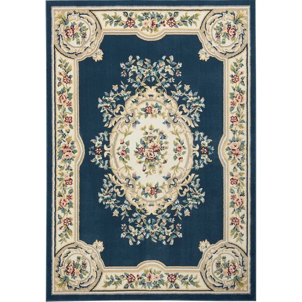 Nourison ABS1 Aubusson Navy Area Rug- 2&2x22 x 7&6x22