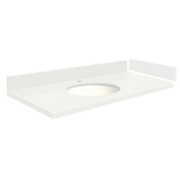 Transolid 31.25-in Natural White Quartz Bathroom Vanity Top, VT31.25X22-1OU-4W-1