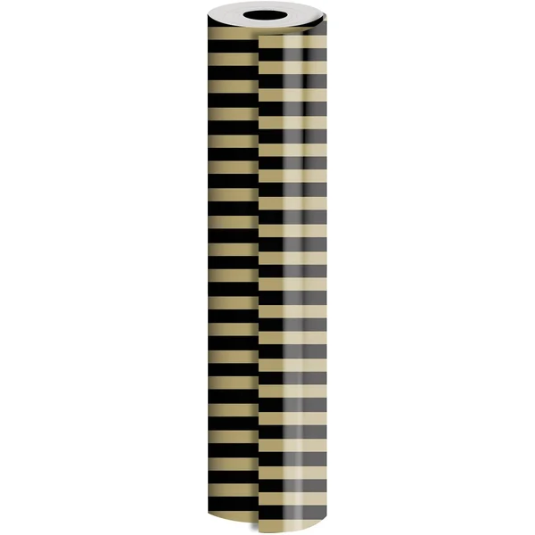 Bulk Ream Roll Any-Occassion Gift Wrapping Paper - Black & Gold Stripes